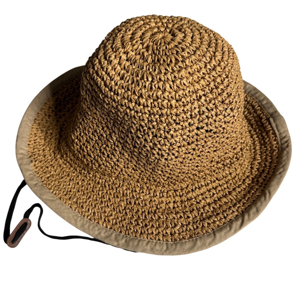 Furtalk Womens Straw Sun Hat Tan Paper Linen Adjustable Chin Strap One Size - Picture 7 of 7
